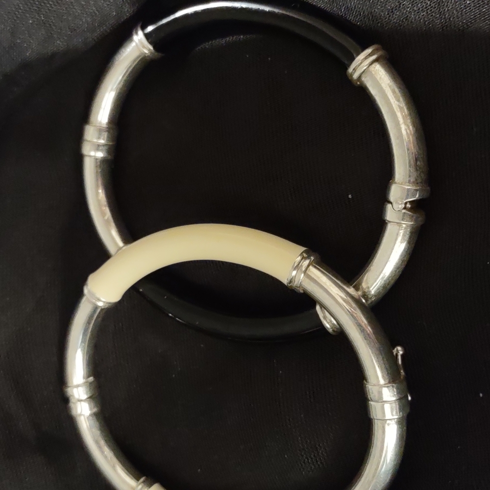 COPY - SALE WAS $33 NOW $21   WHBM STERLING  925 AND BLK & WHITE ENAMELED OVAL …